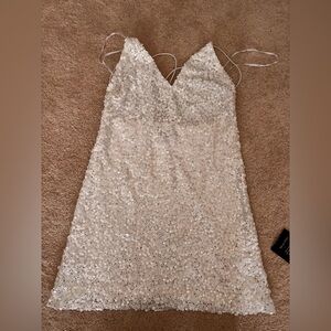 LulusElegant Sequin White Dress